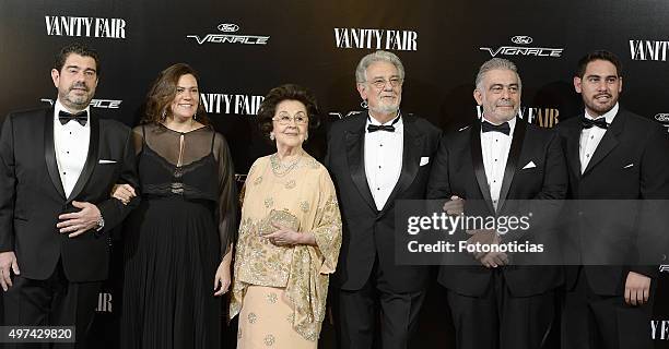 Placido Doming Jr. And wife, Marta Ornelas, Placido Domingo, Alvaro Maurizio Domingo and Jose Placido Domingo Guerra attend the 'Vanity Fair...