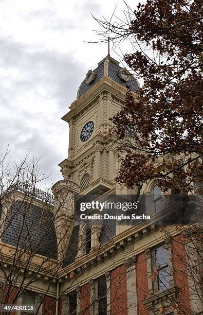 mansard roof on courthouse - noblesville stock pictures, royalty-free photos & images