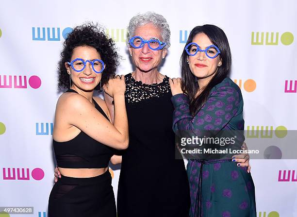 Actress Ilana Glazer, CEO Worldwide Orphans Dr. Jane Aronson and actress Abbi Jacobson attend Worldwide Orphans 11th Annual Gala at Cipriani on...