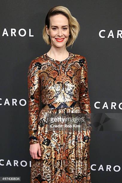 Actress Sarah Paulson attends the New York premiere of "Carol" at the Museum of Modern Art on November 16, 2015 in New York City.