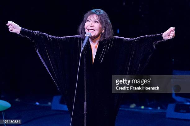 French singer Juliette Greco performs live during a concert at the Friedrichstadt-Palast on November 16, 2015 in Berlin, Germany.