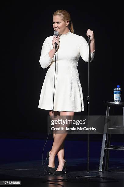 Actress Amy Schumer performs onstage as Baby Buggy celebrates 15 years with "An Evening with Jerry Seinfeld and Amy Schumer" presented by Bank of...