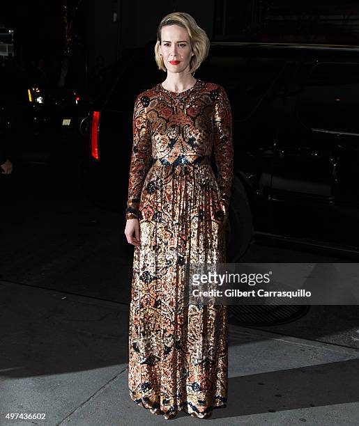 Actress Sarah Paulson is seen arriving to the New York premiere of 'Carol' at the Museum of Modern Art on November 16, 2015 in New York City.