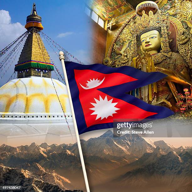 nepal tourist destinations - nepal flag stock pictures, royalty-free photos & images