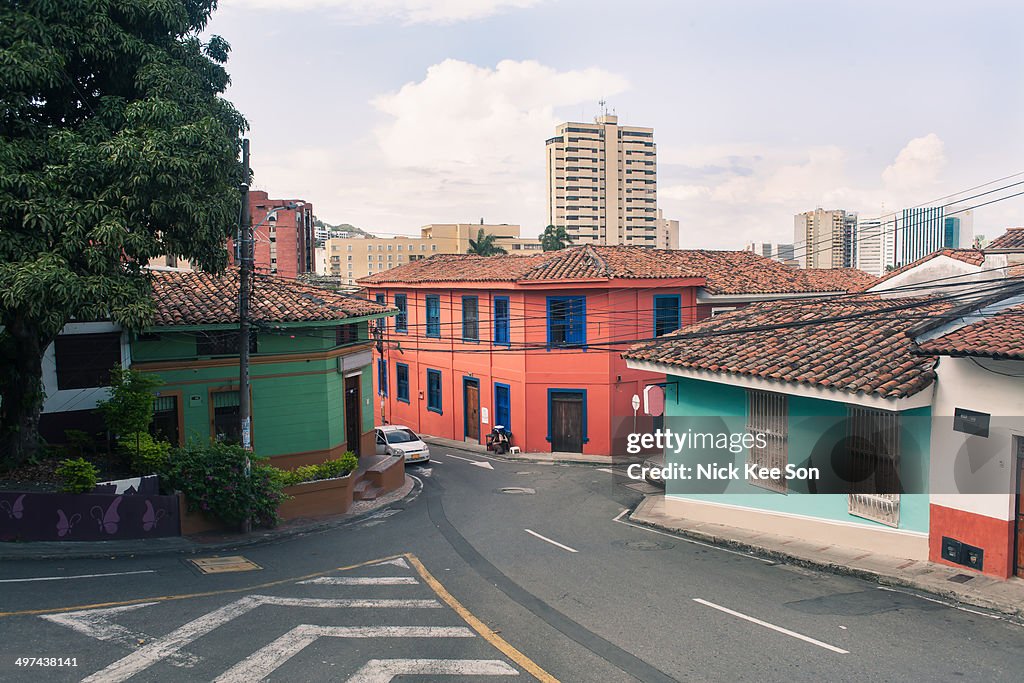 Colourful old town buildings, Cali, Colombia