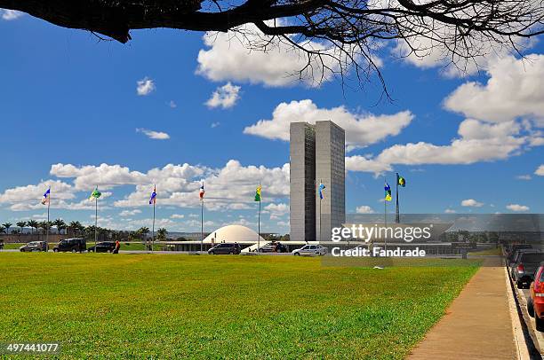 view of the palace of congress brasilia brazil - congresso nacional imagens e fotografias de stock