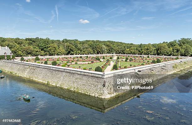 garden of chateau de chenonceau - chenonceau stock pictures, royalty-free photos & images