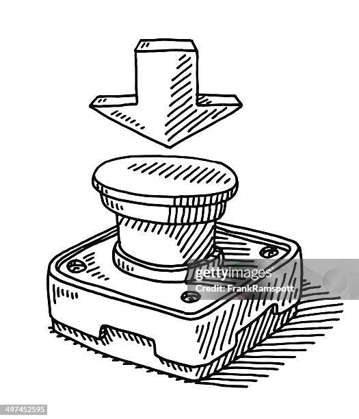 illustrations, cliparts, dessins animés et icônes de bouton poussoir flèche dessin en duvet - buzzer