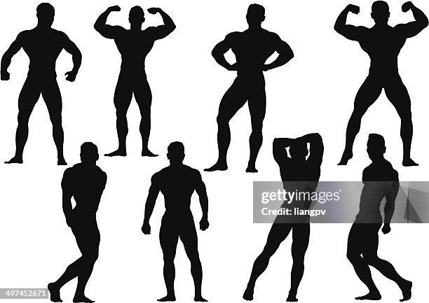 ilustraciones, imágenes clip art, dibujos animados e iconos de stock de bodybuilder - macho