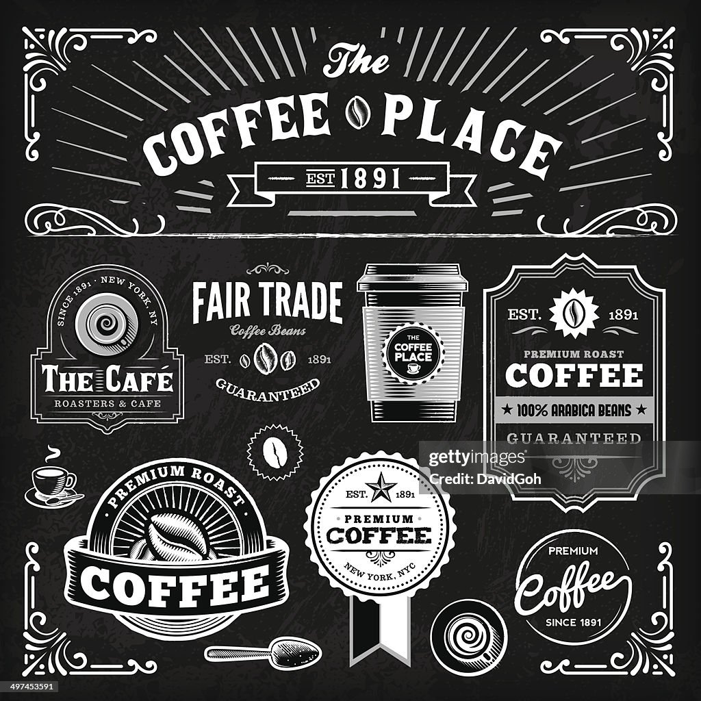 Conjunto Chalkboard café Label