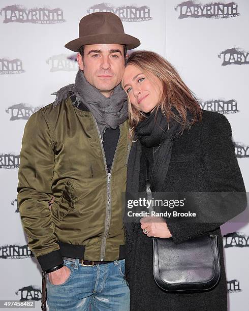 Justin Theroux and Jennifer Aniston attend the Celebrity Charades Goes Medieval Gala 2015 at Capitale on November 16, 2015 in New York City.