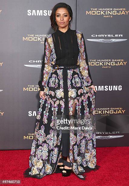 Actress Meta Golding attends premiere of Lionsgate's "The Hunger Games: Mockingjay - Part 2" at Microsoft Theater on November 16, 2015 in Los...