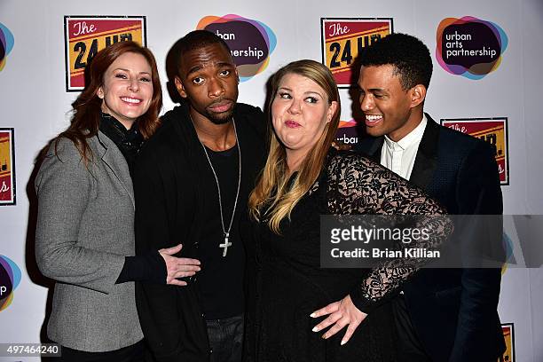 Diane Neal, Jay Pharoah, Ashley Fink, and Devon Mojica attend the 2015 24 Hour Plays On Broadway Gala at American Airlines Theatre on November 16,...