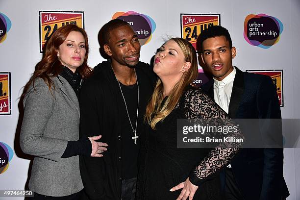 Diane Neal, Jay Pharoah, Ashley Fink, and Devon Mojica attend the 2015 24 Hour Plays On Broadway Gala at American Airlines Theatre on November 16,...