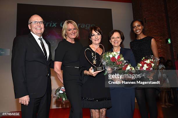 Stephan Seidel, Sibylle Bassler, Eva-Maria Weigert, Emilia Mueller and Sara Nuru during the 'Prix Courage Award 2015' at Allerheiligen Hofkirche on...