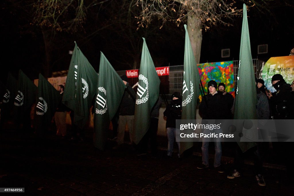 Neo-nazis line up to listen to speeches...