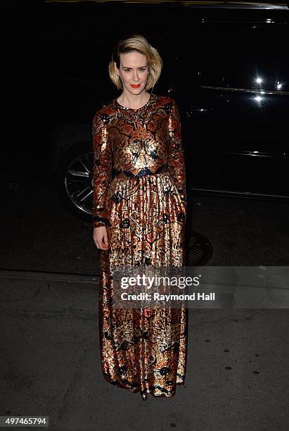 Sarah Paulson is seen in midtown on November 16, 2015 in New York City.