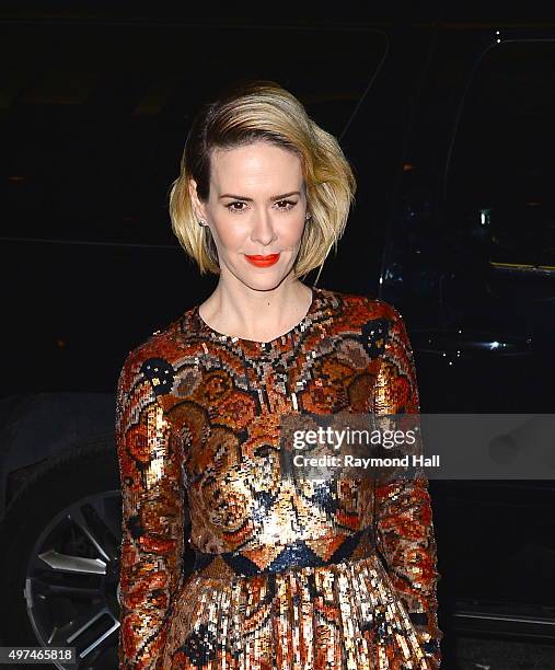 Sarah Paulson is seen in midtown on November 16, 2015 in New York City.