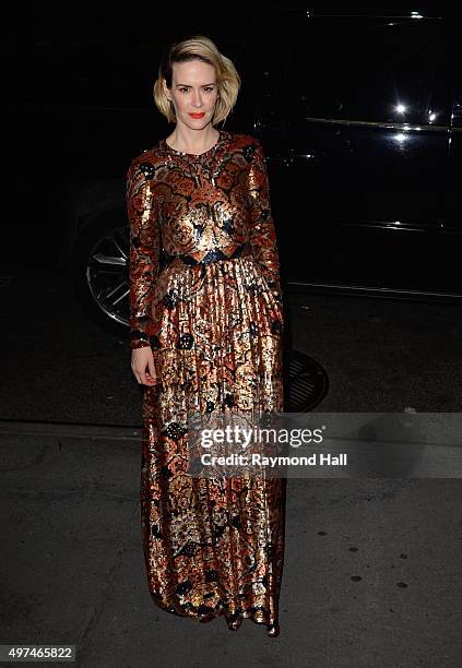 Sarah Paulson is seen in midtown on November 16, 2015 in New York City.