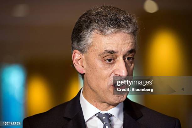 Frank Appel, chief executive officer of Deutsche Post AG, speaks during a Bloomberg Televison at the Asia-Pacific Economic Cooperation CEO Summit in...