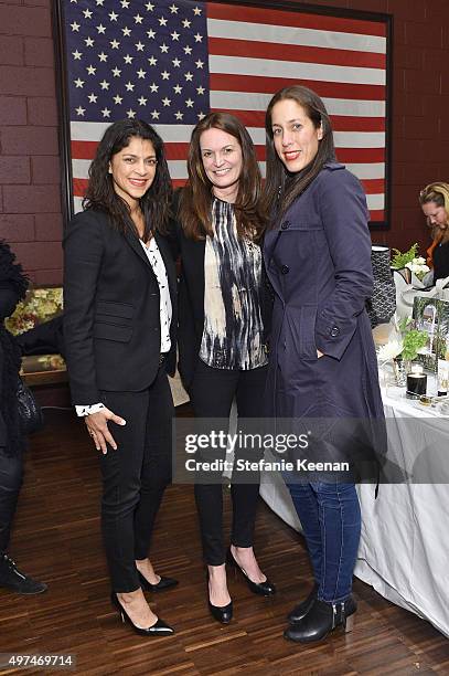 Deanna Caceres, Leslie Hunt and Wanda Ahmadi attend Louise Roe And George Hamilton Celebrate India Hicks With Exclusive Shopping Event at Palihouse...