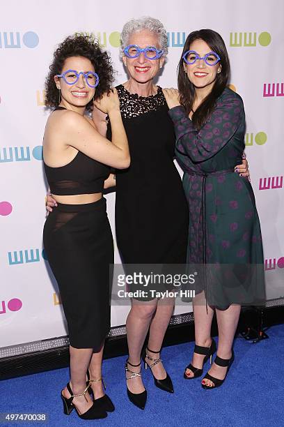 Writers Ilana Glazer, Jane Aronson, and Abbi Jacobson attend Worldwide Orphans 11th Annual Gala at Cipriani on November 16, 2015 in New York City.