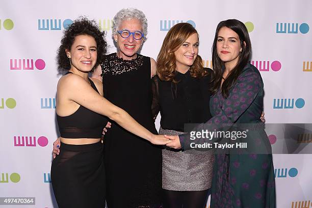 Ilana Glazer, Jane Aronson, Amy Poehler, and Abbi Jacobson attend Worldwide Orphans 11th Annual Gala at Cipriani on November 16, 2015 in New York...