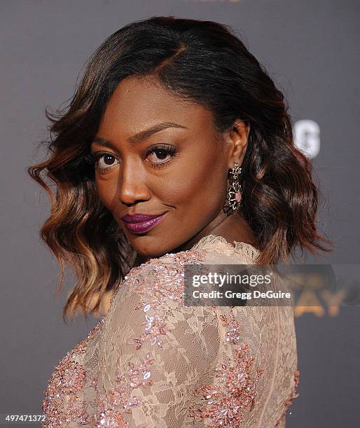 Actress Patina Miller arrives at the premiere of Lionsgate's "The Hunger Games: Mockingjay - Part 2" at Microsoft Theater on November 16, 2015 in Los...