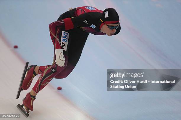 Jeremias Marx of Germany competes in the mens 1500m race during day 2 the ISU Junior World Cup Speed Skating Groningen on November 15, 2015 in...