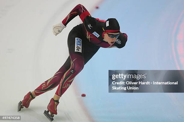 Jeremias Marx of Germany competes in the mens 1500m race during day 2 the ISU Junior World Cup Speed Skating Groningen on November 15, 2015 in...