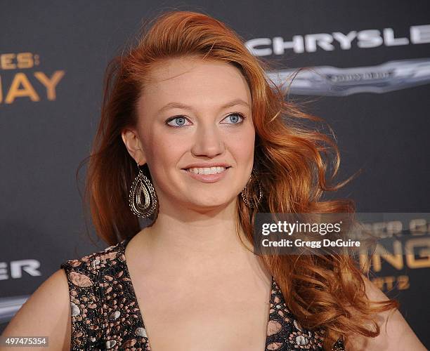 Actress/singer Jacqueline Emerson arrives at the premiere of Lionsgate's "The Hunger Games: Mockingjay - Part 2" at Microsoft Theater on November 16,...