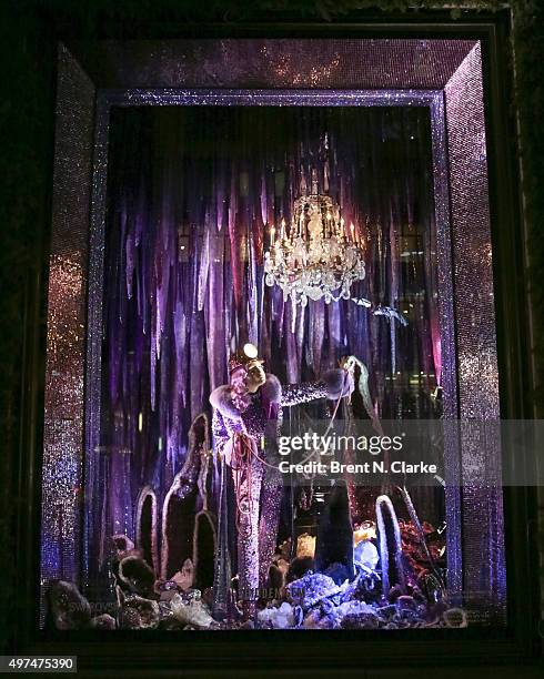 Window display is seen during the Bergdorf Goodman Holiday Window Unveiling in collaboration with Swarovski held at Bergdorf Goodman on November 16,...