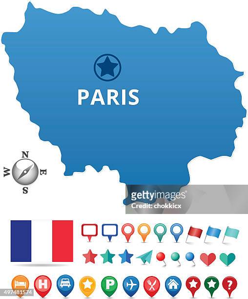 paris map - ile de france stock illustrations