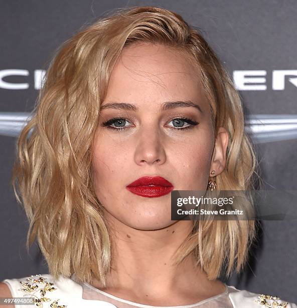 Jennifer Lawrence arrives at the Premiere Of Lionsgate's "The Hunger Games: Mockingjay - Part 2" at Microsoft Theater on November 16, 2015 in Los...