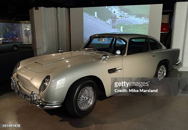 Atmosphere at a photocall for an exhibition of the Cars featured in the new James Bond film "Spectre" at the London Film Museum on November 17, 2015...
