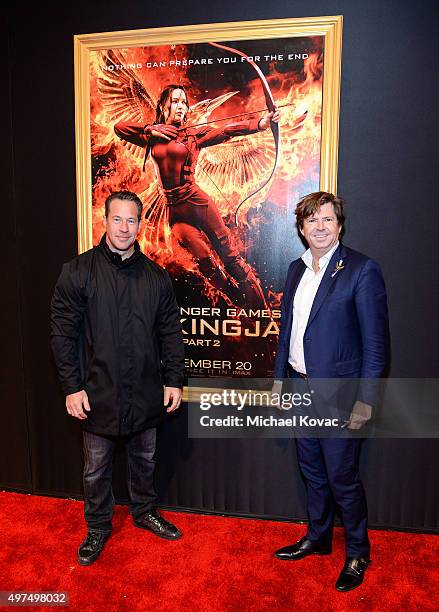 Fiat Chrysler SVP Sales Reid Bigland and Fiat Chrysler CMO Olivier Francois attend 'Hunger Games: Mockingjay Part 2' Los Angeles Premiere Sponsored...