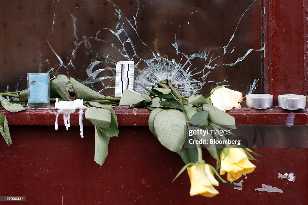 Mourners Pay Their Respects At The Site Of The Terror Attacks In Place de la Republique