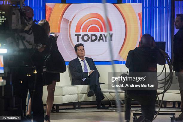 Actor Charlie Sheen waits on the set of the Today Show before formally announcing that he is H.I.V. Positive in an interview with Matt Lauer on...