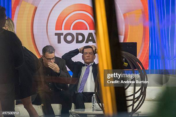 Actor Charlie Sheen waits on the set of the Today Show before formally announcing that he is H.I.V. Positive in an interview with Matt Lauer on...