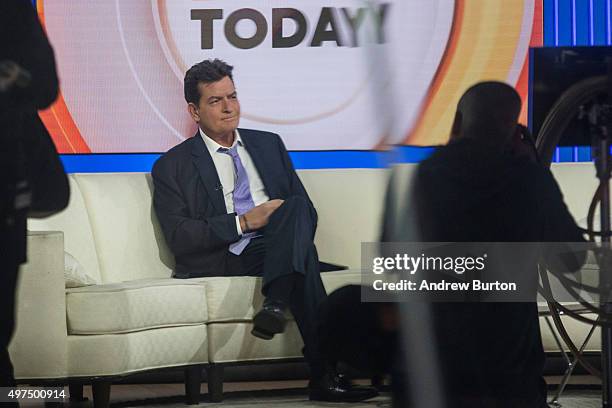 Actor Charlie Sheen waits on the set of the Today Show before formally announcing that he is H.I.V. Positive in an interview with Matt Lauer on...