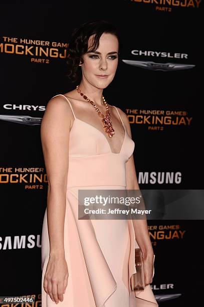 Actress Jena Malone arrives at the premiere of Lionsgate's 'The Hunger Games: Mockingjay - Part 2' at Microsoft Theater on November 16, 2015 in Los...