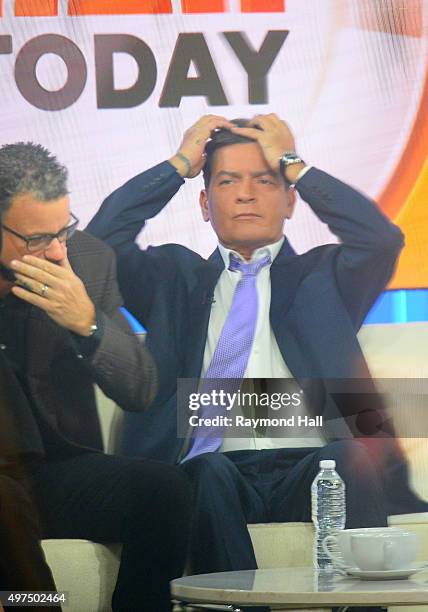 Actor Charlie Sheen on the set of the Today Show before formally announcing that he is H.I.V. Positive in an interview with Matt Lauer on November...