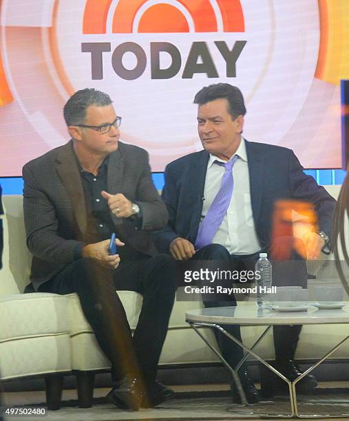 Actor Charlie Sheen on the set of the Today Show before formally announcing that he is H.I.V. Positive in an interview with Matt Lauer on November...