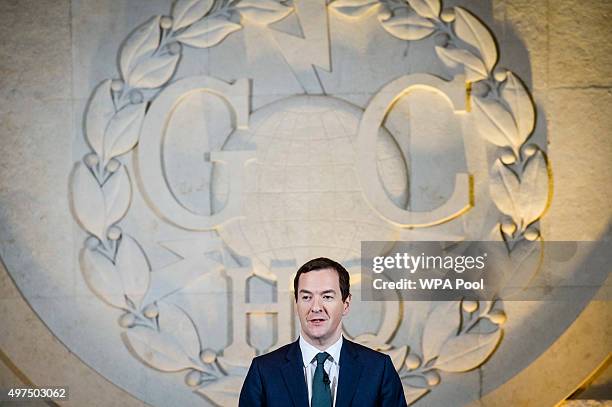 Chancellor of the Exchequer George Osborne delivers a speech on his spending review at GCHQ on November 17, 2015 in Cheltenham, England. Chancellor...