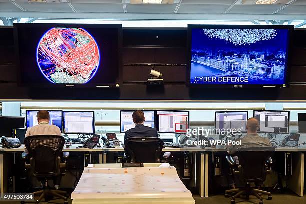 General view of the 24 hour Operations Room inside GCHQ, which Chancellor of the Exchequer George Osborne was shown by of Director of GCHQ Robert...