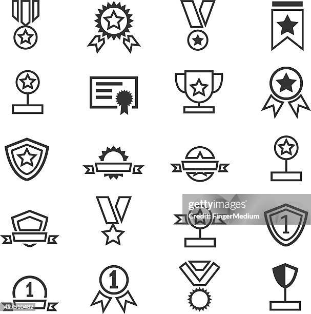 awards icons set - trophy plaque stock illustrations