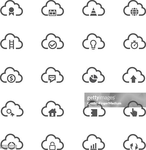 cloud computing icon set - tick insect stock illustrations