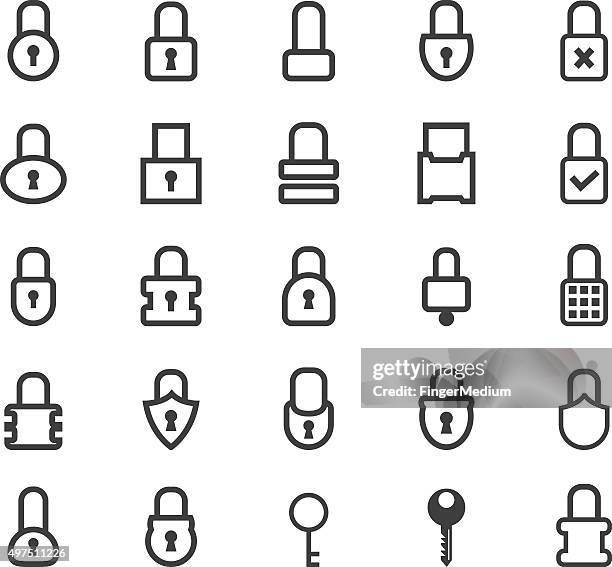 lock icons set - software release stock illustrations