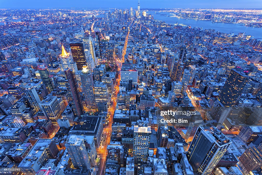 New York City at Night, Aerial View