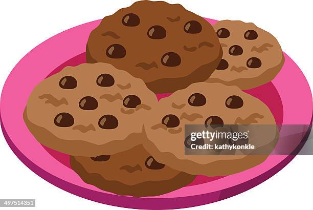 ilustrações de stock, clip art, desenhos animados e ícones de bolachas pepitas chocolate - cookies